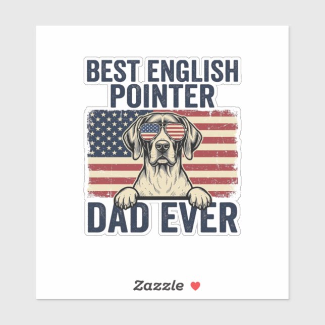 Best English Pointer Dad Ever Patriotic Dog Sticker (Sheet)