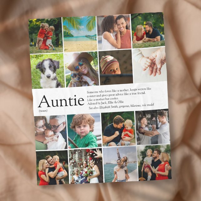 Best Ever Aunt, Auntie Definition 16 Photo Fleece Blanket (Best Ever Aunt, Auntie Definition 16 Photo Fleece Blanket)