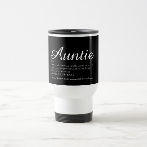 Best Ever Aunt Auntie Definition Chic Script Travel Mug