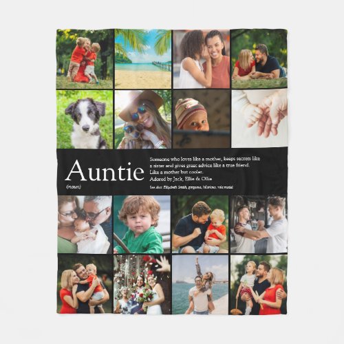 Best Ever Aunt Auntie Definition Photo Collage Fleece Blanket