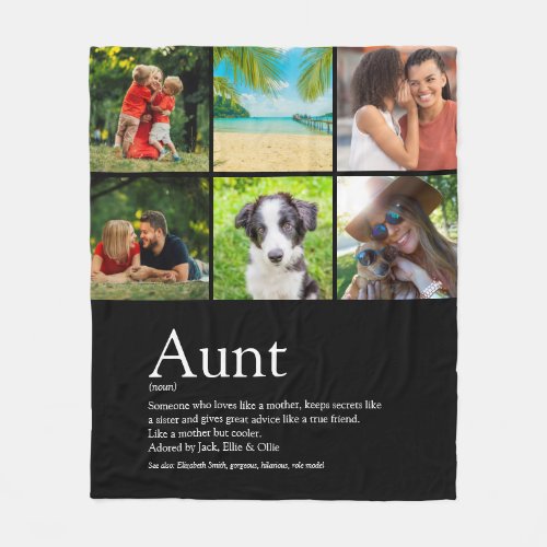 Best Ever Aunt Auntie Definition Photo Collage Fleece Blanket