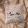 Best Ever Aunt Auntie Definition Rose Gold Glitter Throw Pillow