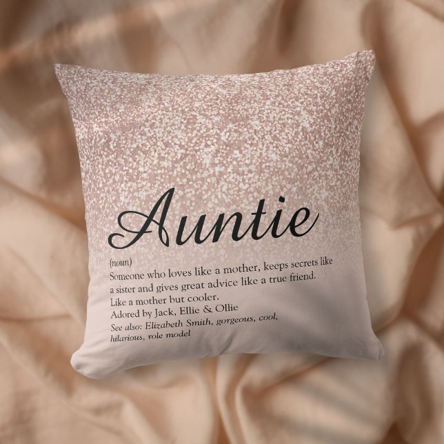 Best Ever Aunt Auntie Definition Rose Gold Glitter Throw Pillow (Best Ever Aunt Auntie Definition Rose Gold Glitter Throw Pillow)