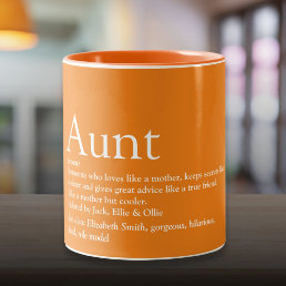 Best Ever Aunt Auntie Fun Definition Quote Orange Two-Tone Coffee Mug