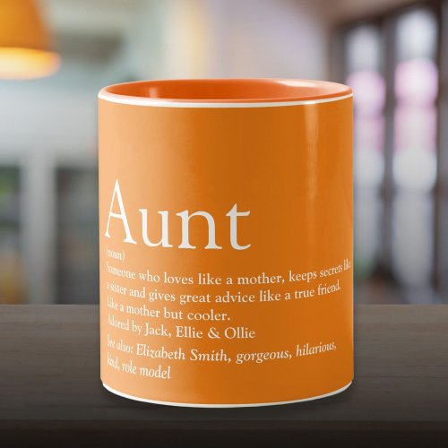 Best Ever Aunt Auntie Fun Definition Quote Orange Two_Tone Coffee Mug