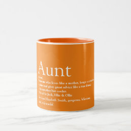 Best Ever Aunt Auntie Fun Definition Quote Orange Two-Tone Coffee Mug