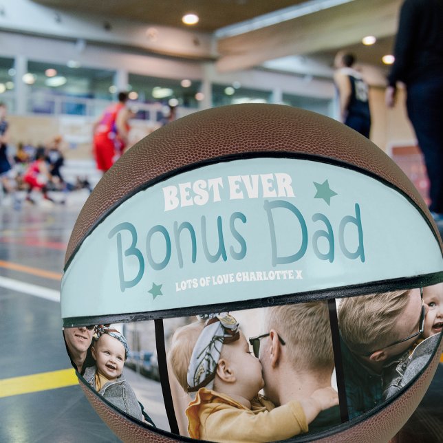 Best Ever Bonus Dad | 3 Photo Collage Basketball (Creator Uploaded)