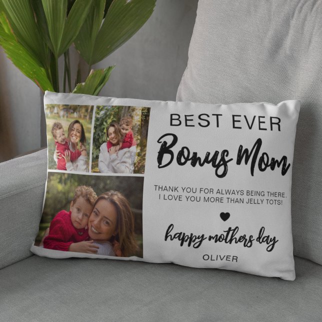 Best Ever Bonus Mom | 3 Photo Lumbar Pillow (Creator Uploaded)