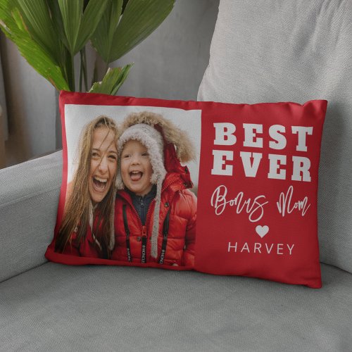 Best Ever Bonus Mom  Photo Lumbar Pillow