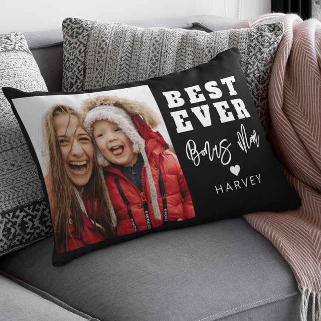 Best Ever Bonus Mom | Photo Lumbar Pillow (Creator Uploaded)
