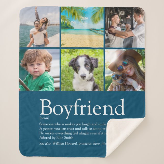 Best Ever Boyfriend 6 Photo Collage Sherpa Blanket (Front)