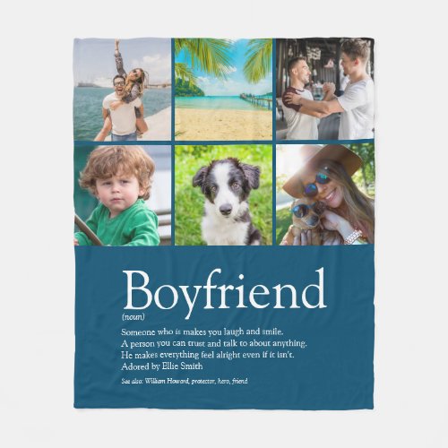 Best Ever Boyfriend Definition 6 Photo Collage Fleece Blanket