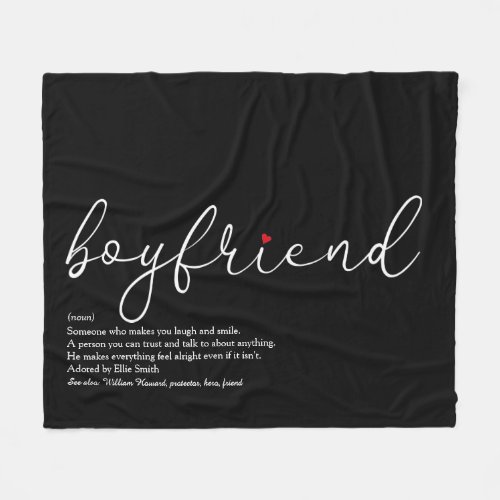 Best Ever Boyfriend Definition Script Love Heart Fleece Blanket