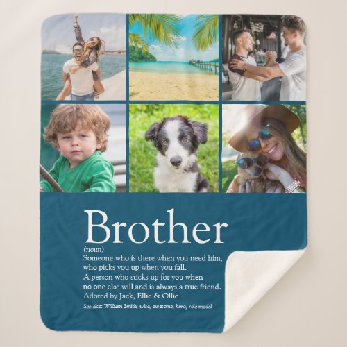 Best Ever Brother 6 Photo Collage Sherpa Blanket