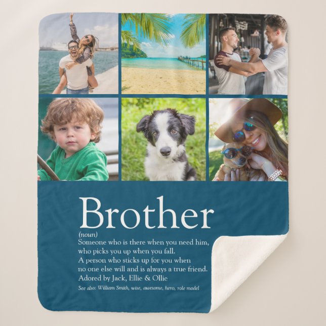 Best Ever Brother 6 Photo Collage Sherpa Blanket (Front)