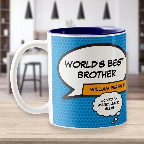 Best Ever Brother Cool Modern Fun Comic Book Blue Two_Tone Coffee Mug