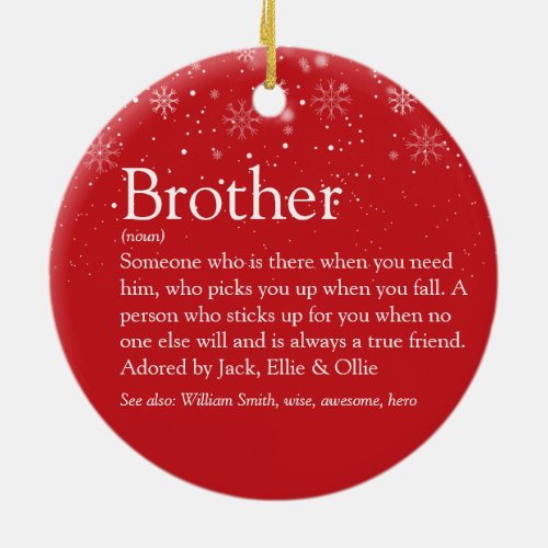 Best Ever Brother Definition Photo Christmas Ceramic Ornament