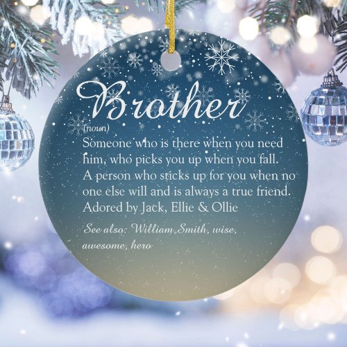 Best Ever Brother Definition Photo Christmas Ceramic Ornament