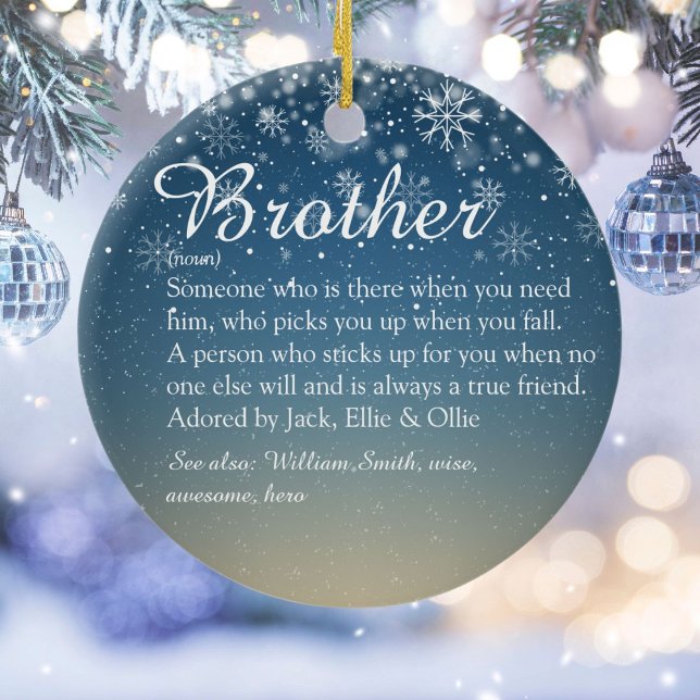 Best Ever Brother Definition Photo Christmas Ceramic Ornament (Best Ever Brother Definition Photo Christmas Ceramic Ornament)