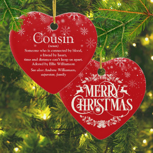 Best Ever Cousin Definition Christmas Holiday Ceramic Ornament