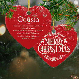 Best Ever Cousin Definition Christmas Holiday Ceramic Ornament