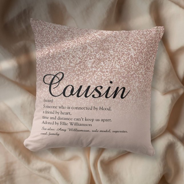 Best Ever Cousin Definition Rose Gold Glitter Throw Pillow (Best Ever Cousin Definition Rose Gold Glitter Throw Pillow)