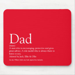 Best Ever Dad Daddy Father Definition Fun Red Mouse Pad