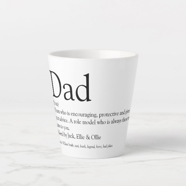 Best Ever Dad, Daddy, Father Definition Latte Mug (Front)