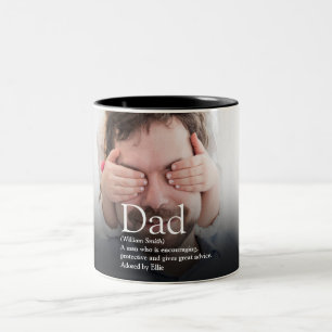 Best Ever Dad, Daddy, Father Definition Photo Two-Tone Coffee Mug