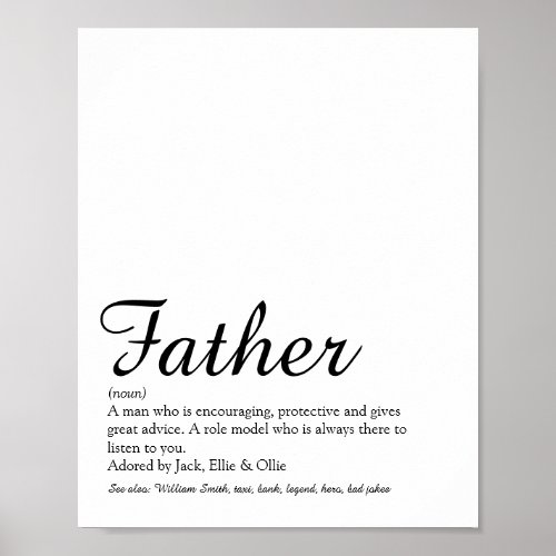 Best Ever Dad Daddy Father Definition Script Poster
