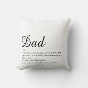 Best Ever Dad, Daddy, Father Definition Script Throw Pillow