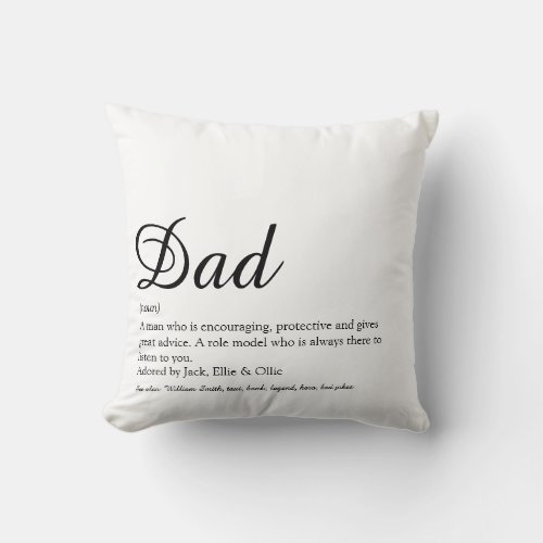 Best Ever Dad Daddy Father Definition Script Throw Pillow