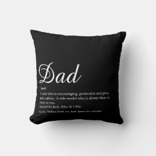 Best Ever Dad, Daddy, Father Definition Script Throw Pillow