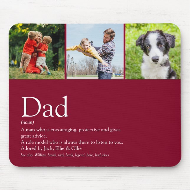 Best Ever Dad Father Definition Photo Burgundy Mouse Pad (Front)