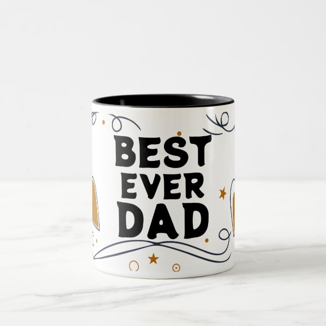 Best Ever Dad - Stylish Fathers Day Two-Tone Coffee Mug (Center)