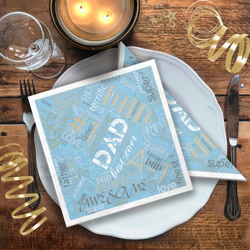 Best Ever Dad Word Cloud Blue ID263 Napkins