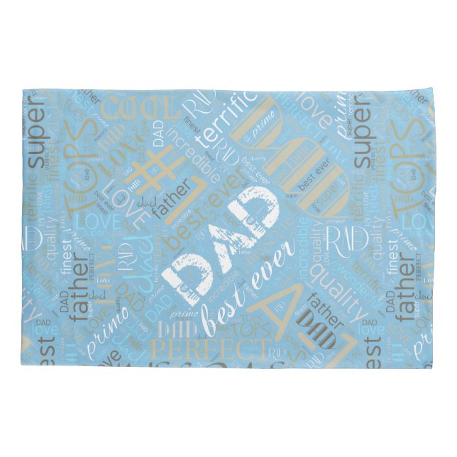 Best Ever Dad Word Cloud Blue ID263 Pillow Case (Back)