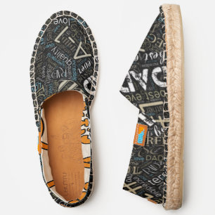 Best Ever Dad Word Cloud White/Gold/Aqua ID263 Espadrilles