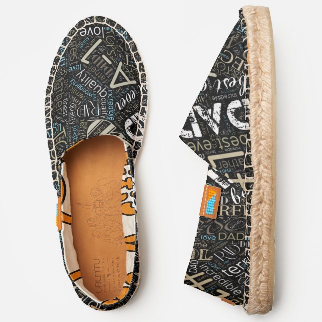 Best Ever Dad Word Cloud White/Gold/Aqua ID263 Espadrilles (Side)
