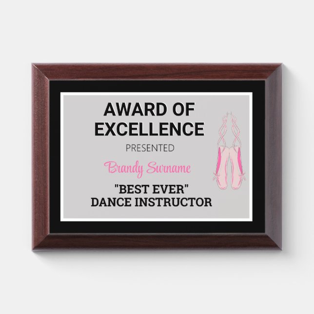 "Best Ever" Dance Instructor" Plaque (Horizontal)