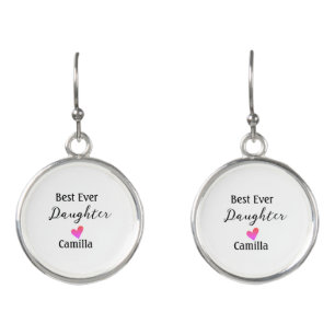 Best ever daughter add name dad mom daughter day l earrings