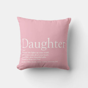 Best Ever Daughter Definition Girly Pink Throw Pillow