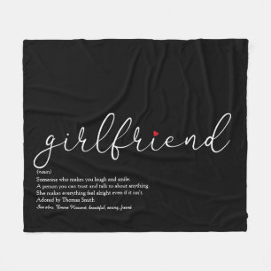 Best Ever Girlfriend Definition Script Love Heart Fleece Blanket