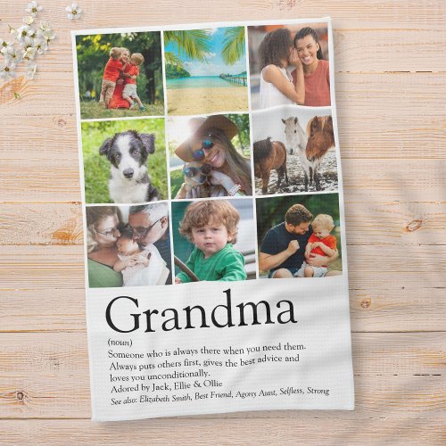 Best Ever Grandma Definition 9 Photo Collage Kitchen Towel