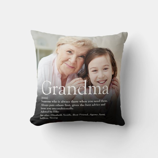 Best Ever Grandma, Grandmother Definition Photo Throw Pillow (Front)