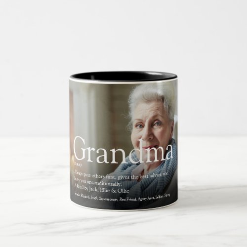 Best Ever Grandma Grandmother Definition Photo Two_Tone Coffee Mug