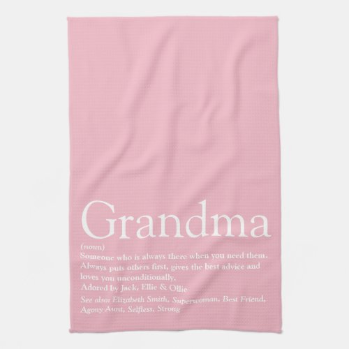 Best Ever Grandma Grandmother Definition Pink Kitchen Towel