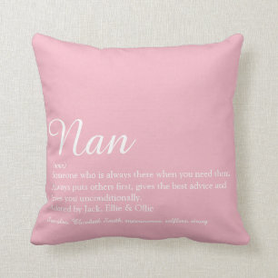 Best Ever Grandma, Grandmother Definition Pink Throw Pillow