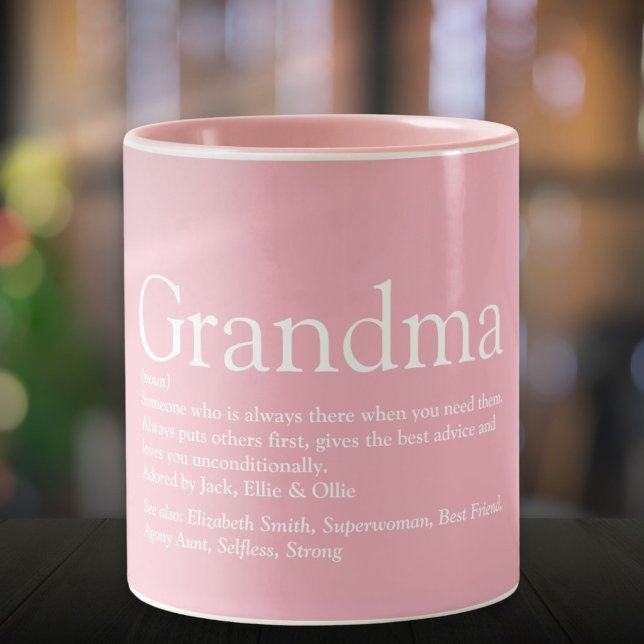 Best Ever Grandma Grandmother Definition Pink Two-Tone Coffee Mug (Best Ever Grandma Grandmother Definition Pink Two-Tone Coffee Mug)