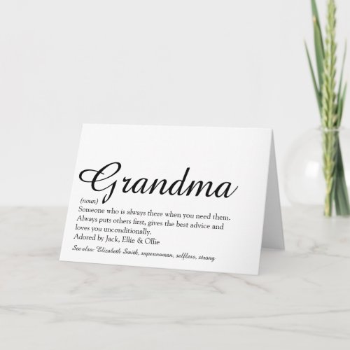 Best Ever Grandma Grandmother Definition Script Card